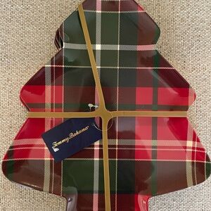 4 Tommy Bahama Tartan Plaid Christmas Tree Serving Trays